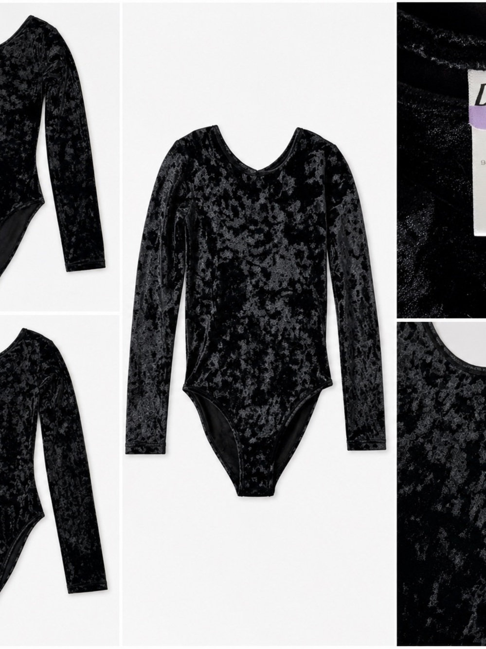 kids Velvet Long Sleeve gymnastics leotard- Black kids